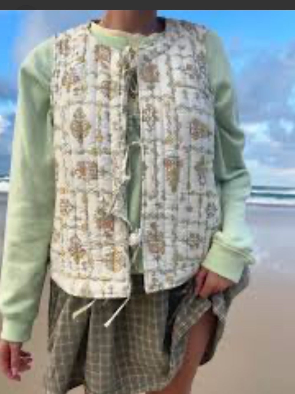 100% cotton quilted vest cottage core prairie -style women size M